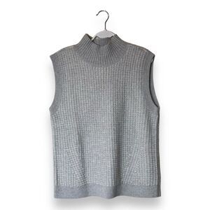 Club Monaco Cashmere Silk Knit Mock Neck Sleeveless Turtleneck Sweater  Size L